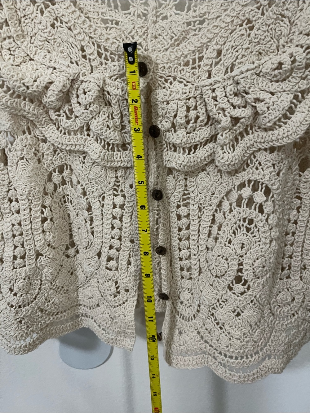 Ultra Pink Crochet Open-Knit Cardigan in Cream - Picture 5 of 6